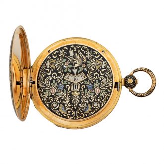 Swiss 18 carat gold and enamel jump hour watch Circa 1890