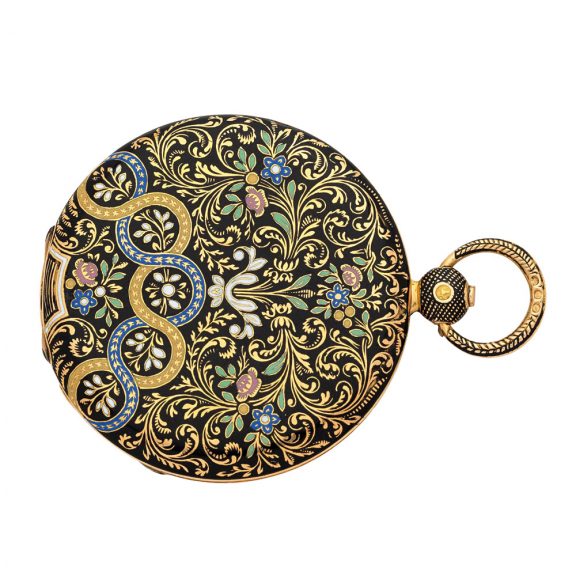 Swiss 18 carat gold and enamel jump hour watch Circa 1890 Swiss 18 carat gold and enamel jump hour watch Circa 1890