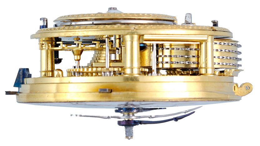 Gouden Engels zakhorloge uit 1771 met cilindergang