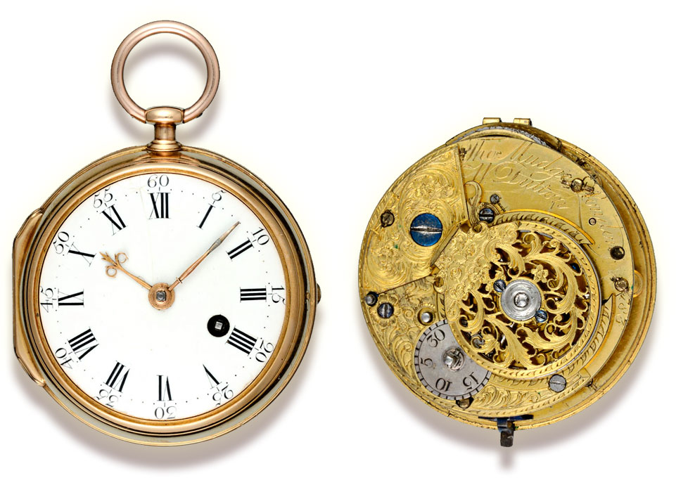 Een gouden zakhorloge uit 1768 gemaakt door Mudge en Dutton