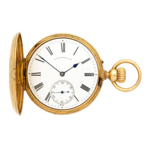 English 18K gold hunting cased watch with portrait Circa 1860