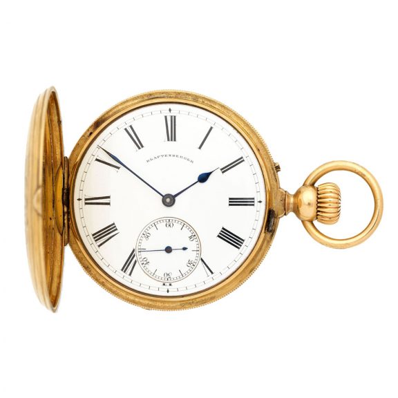 English 18K gold hunting cased watch with portrait Circa 1860