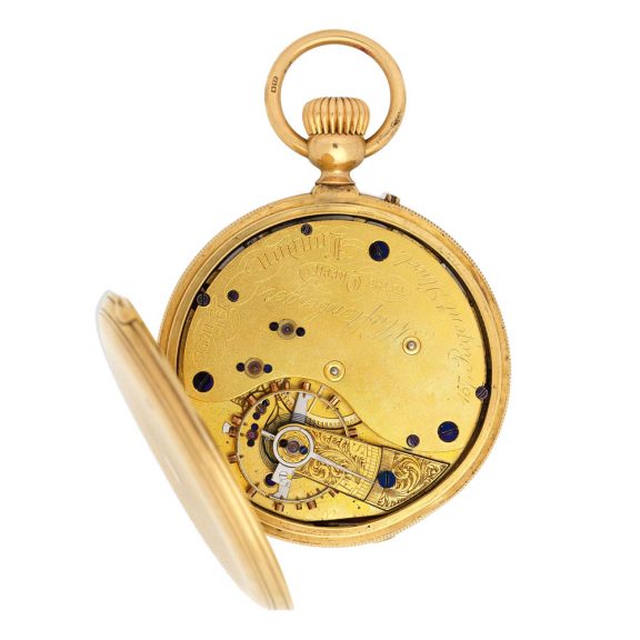 English 18K gold hunting cased watch with portrait Circa 1860 English 18K gold hunting cased watch with portrait Circa 1860