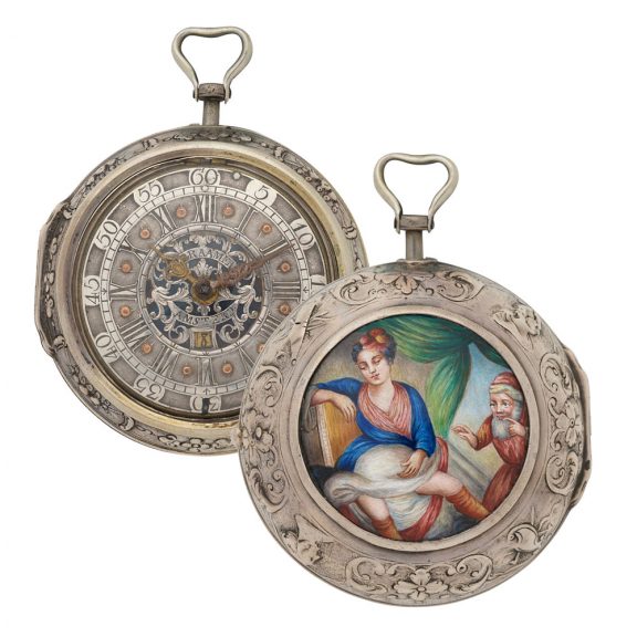 Dutch verge watch with date and enamel decoration Circa 1720 Dutch verge watch with date and enamel decoration Circa 1720