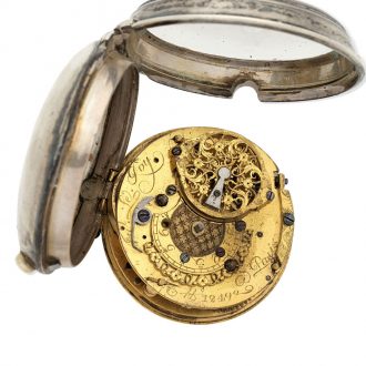 French silver open faced verge calendar watch Circa 1760