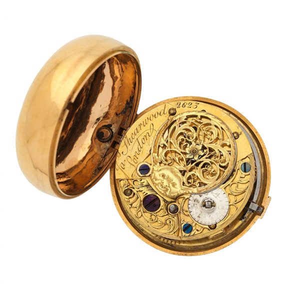 English gold watch with repoussé and shagreen decoration Circa 1769 English gold watch with repoussé and shagreen decoration Circa 1769