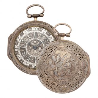 Rare English silver pair cased hour repeating clock watch Circa 1750 Rare English silver pair cased hour repeating clock watch Circa 1750