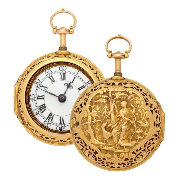 Fine English gold pair cased quarter repeating verge Circa 1750 Fine English gold pair cased quarter repeating verge Circa 1750