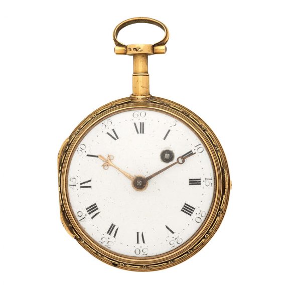Swiss gold watch with polychrome enamel painted scene Circa 1800 Swiss gold watch with polychrome enamel painted scene Circa 1800