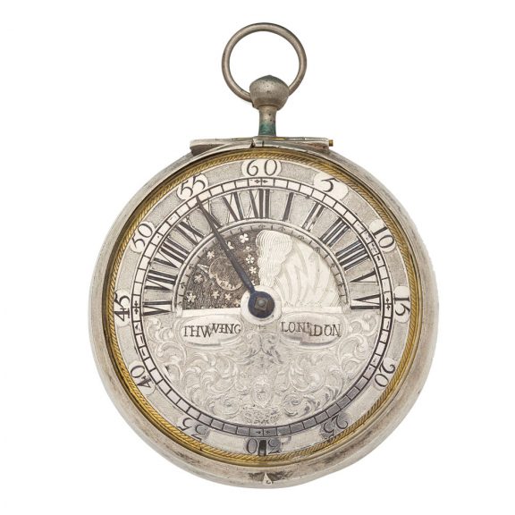 English silver verge with day and night indication Circa 16801680
