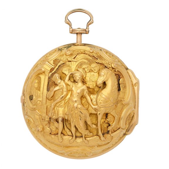English gold watch with repoussé and shagreen decoration Circa 1769 English gold watch with repoussé and shagreen decoration Circa 1769
