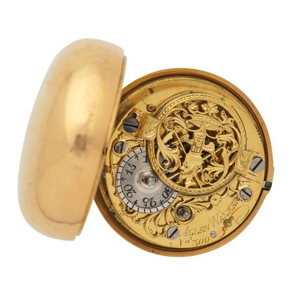 English 20 carat gold triple cased repoussé verge watch Circa 1785 English 20 carat gold triple cased repoussé verge watch Circa 1785
