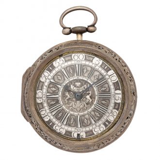 Rare English silver pair cased hour repeating clock watch Circa 1750 Rare English silver pair cased hour repeating clock watch Circa 1750