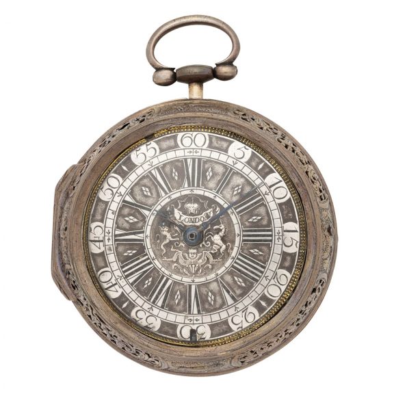 Rare English silver pair cased hour repeating clock watch Circa 1750 Rare English silver pair cased hour repeating clock watch Circa 1750