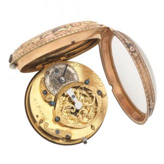 fine French gilt and enamel verge watch with portrait Circa 1790