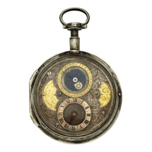 French silver open faced verge calendar watch Circa 1760