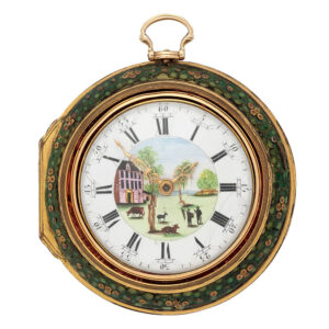 English gold watch with repoussé and shagreen decoration Circa 1769