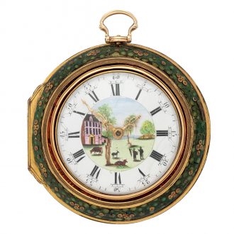 English gold watch with repoussé and shagreen decoration Circa 1769