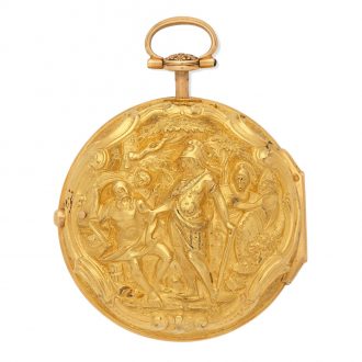 English 20 carat gold triple cased repoussé verge watch Circa 1785