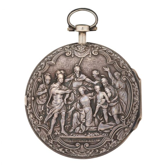 English silver pair cased repoussé watch with date Circa 1750