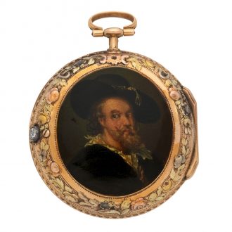 fine French gilt and enamel verge watch with portrait Circa 1790