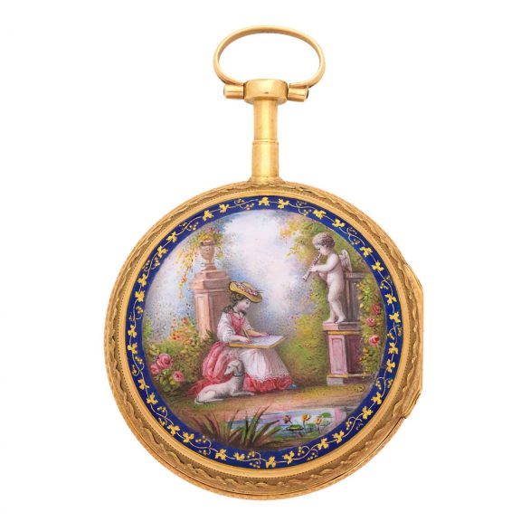 French 18 carat gold and enamel verge pocket watch Circa 1800