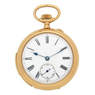 English gold open faced quarter repeating watch Circa 1929