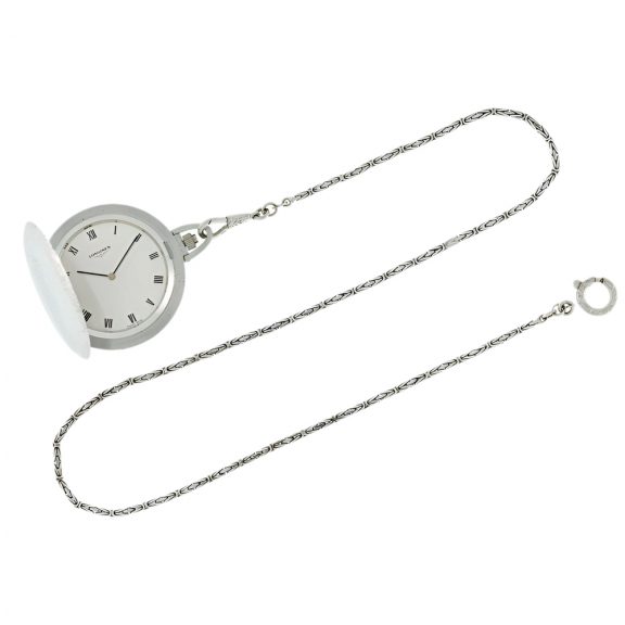Swiss 18 carat white gold extra flat keyless dress watch Circa 1900 Swiss 18 carat white gold extra flat keyless dress watch Circa 1900