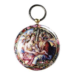 German polychrome enamel single handed pendant watch Circa 1650