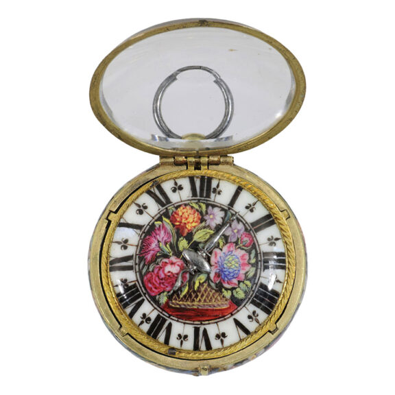 German polychrome enamel single-handed pendant watch Circa 1650 German polychrome enamel single-handed pendant watch Circa 1650