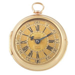 Gold English pair cased verge watch by Tompion Circa 1700