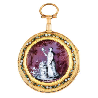 French gold pendant watch with enamel medallion Circa 1780