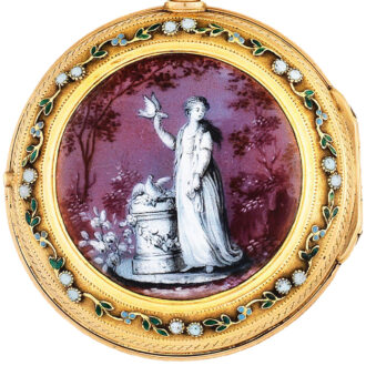 French gold pendant watch with enamel medallion Circa 1780