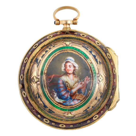 French enamel quarter repeating triple cased gold verge Circa 1780