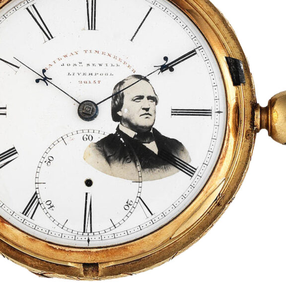 English gold open faced lever watch with portrait Circa 1850 English gold open faced lever watch with portrait Circa 1850