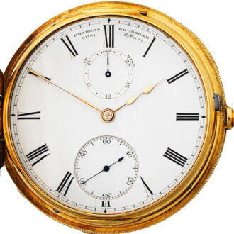 English gold half hunting cased watch with power reserve Circa 1861