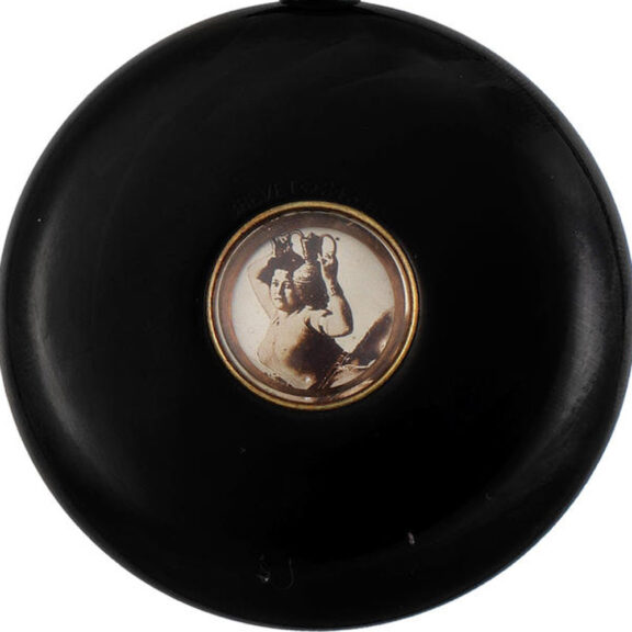 Swiss gunmetal lever watch with 'Revolving nudes' Circa 1890 Swiss gunmetal lever watch with 'Revolving nudes' Circa 1890