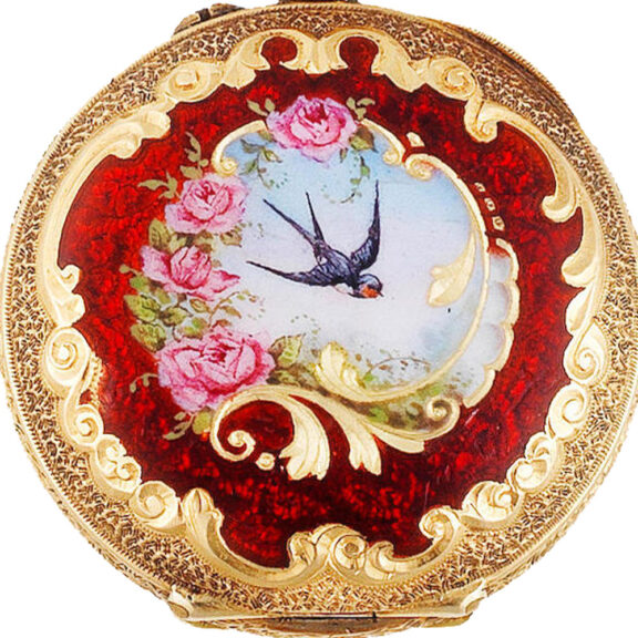 Fine Swiss 18 carat gold pendant watch with brooch Circa 1890 Fine Swiss 18 carat gold pendant watch with brooch Circa 1890