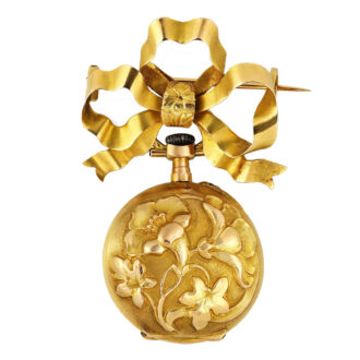 Swiss gold lever pocket watch with gold brooch Circa 1900
