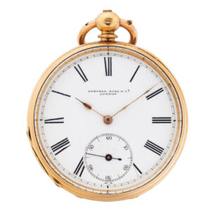 English solid 18K gold open faced cylinder watch Circa 1860