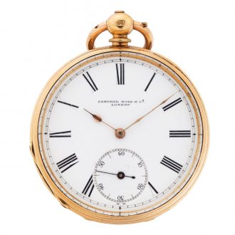 English solid 18K gold open faced cylinder watch Circa 1860