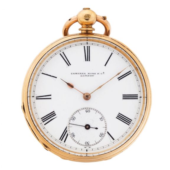 English solid 18K gold open faced cylinder watch Circa 1860