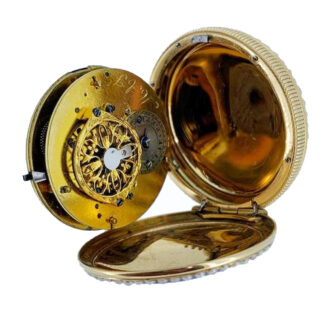 Exquisite French gold and enamel cylinder watch Circa 1830