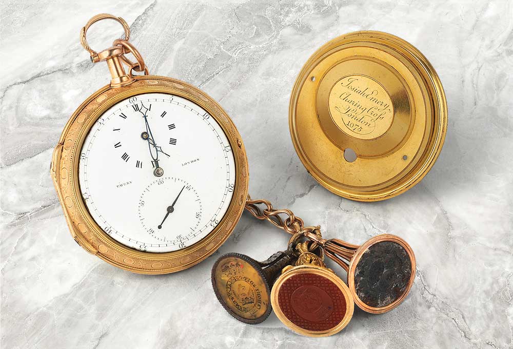 Very fine and historically important open faced pocket watch by Josiah Emery
