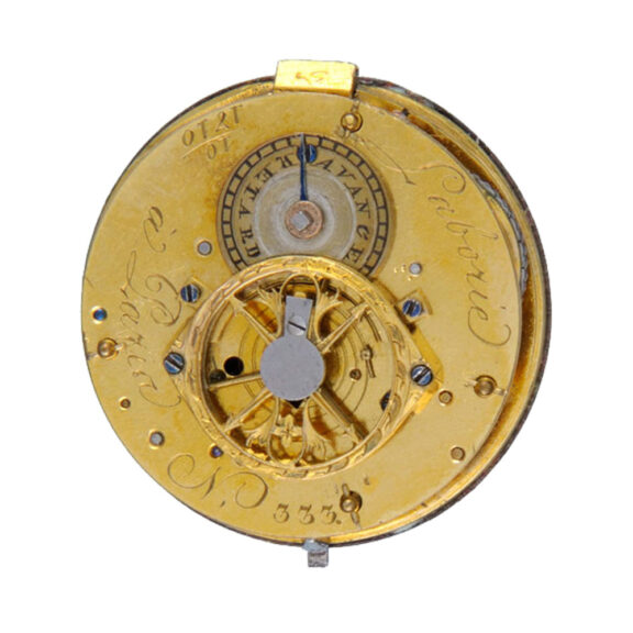 A French verge in a pearl set gold and enamel case Circa 1810 A French verge in a pearl set gold and enamel case Circa 1810