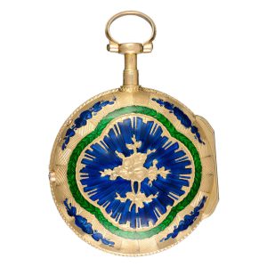 A French verge watch in a gold and enamel case Circa 1780