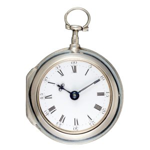 A Irish verge pocket watch in silver smooth pair cases Circa 1784