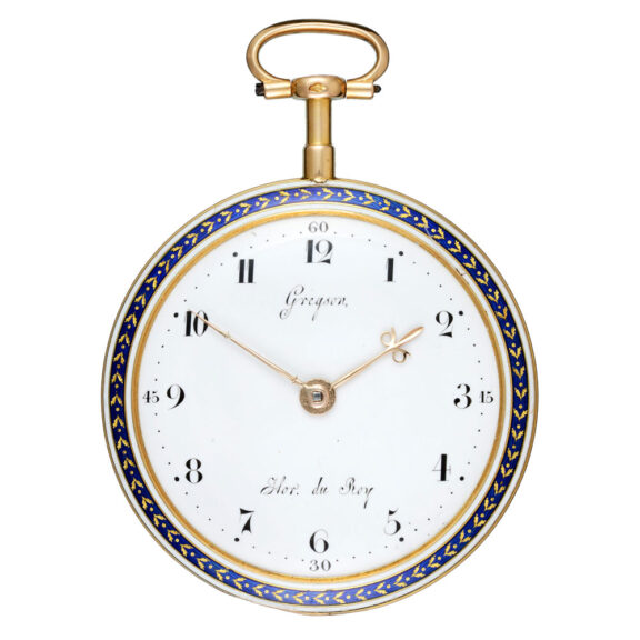 A French cylinder watch and fine gold and enamel case Circa 1785 A French cylinder watch and fine gold and enamel case Circa 1785