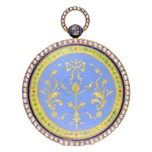Swiss gold and enamel centre seconds cylinder Circa 1790
