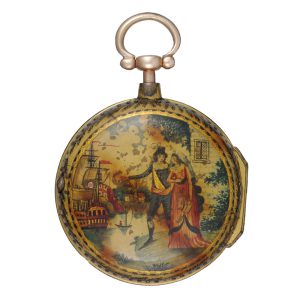 A verge watch in gilt metal pair cases covered in horn Circa 1790